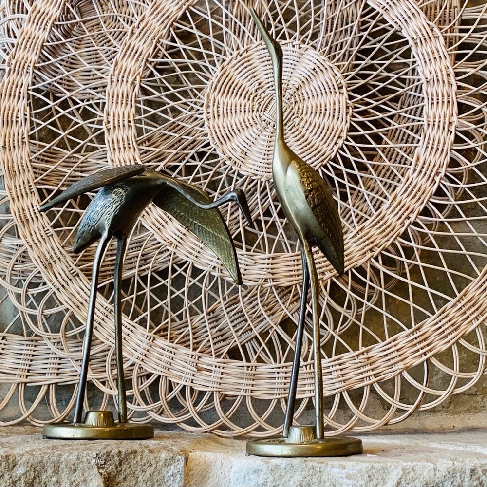 Midcentury brass herons